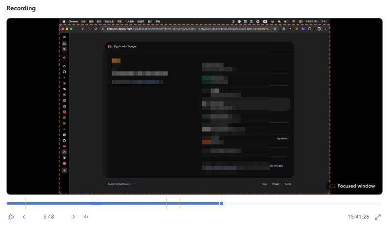 Login screen with individual sensitive values masked