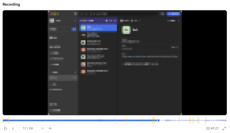 Yansu desktop app showing a recorded session with app list